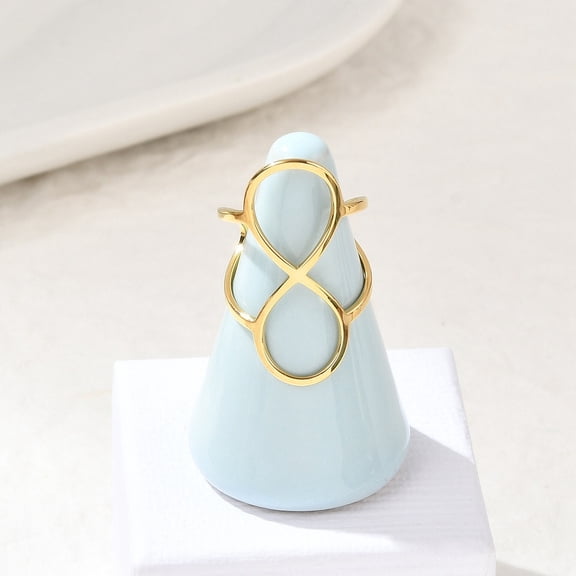 2pcs Hollow Number 8 304 Stainless Steel Open Cuff Rings for Women golden 31.5mm Size 7 1/4(17.5mm)