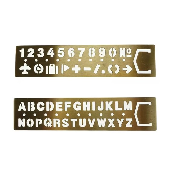 2pcs Hollow Straight Ruler Set with Alphabet & Arabic Numerals Templates for Students, Teachers, and Artists