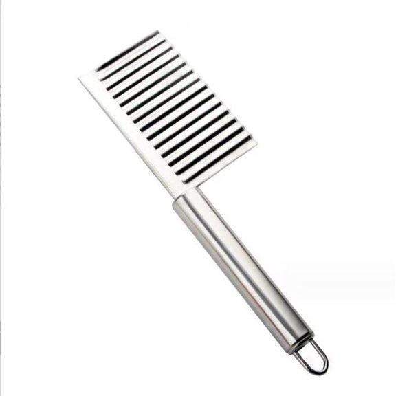 2pcs Home Kitchen Plastic Handle Stainless Steel French Fries Potato Carrot Wavy Crinkle Cutter Slicer Handheld Chipper Chopper