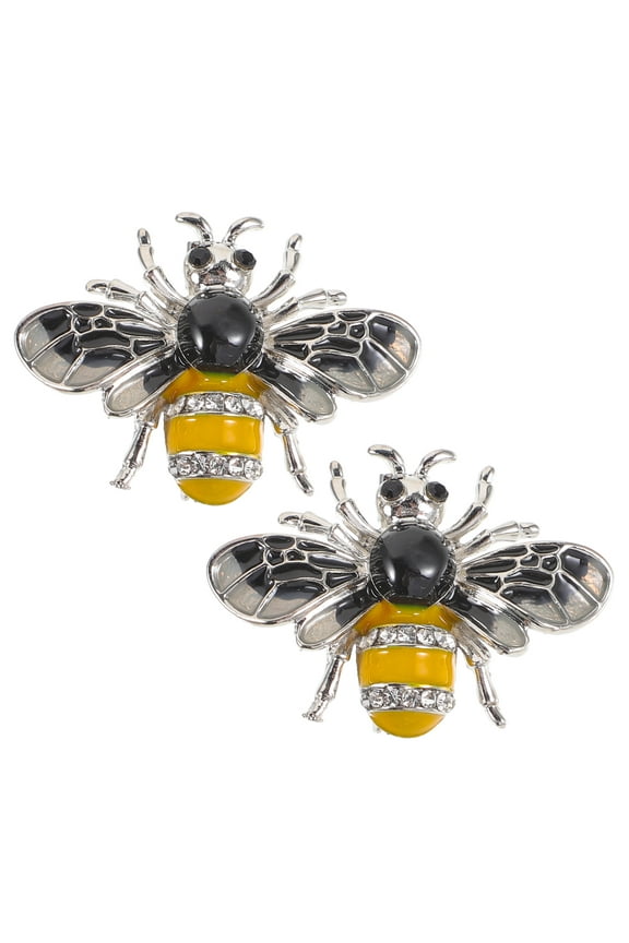 2pcs Honey Bee Brooch Decorative Brooch Lapel Pin Breastpin Clothing Accessory