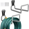 thumbnail image 1 of 2pcs Hose Holder Wall Mount - Metal Garden Hose Hanger Sturdy Hose Reel Holds up to 150ft Hose, Heavy Duty Water Hose Holders for Outside Yard (Gray), 1 of 7