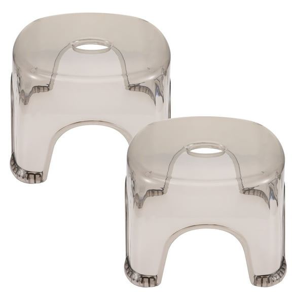 2-Pack Grey Plastic Stools for Home Use, Lightweight and Kids Footstools for Bathroom, Bedroom, and Kitchen