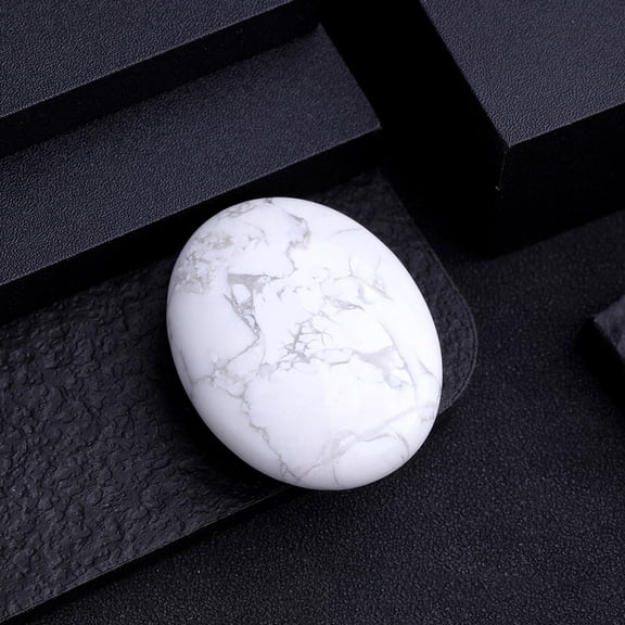 2pcs Howlite Sculpture Display Decorations for Home Office Desk Decoration. Oval 45x35mm