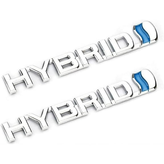 2pcs Hybrid Emblem, 3D Metal Logo Letters Badge, Car Side Mudguard Rear Trunk Emblem Decals
