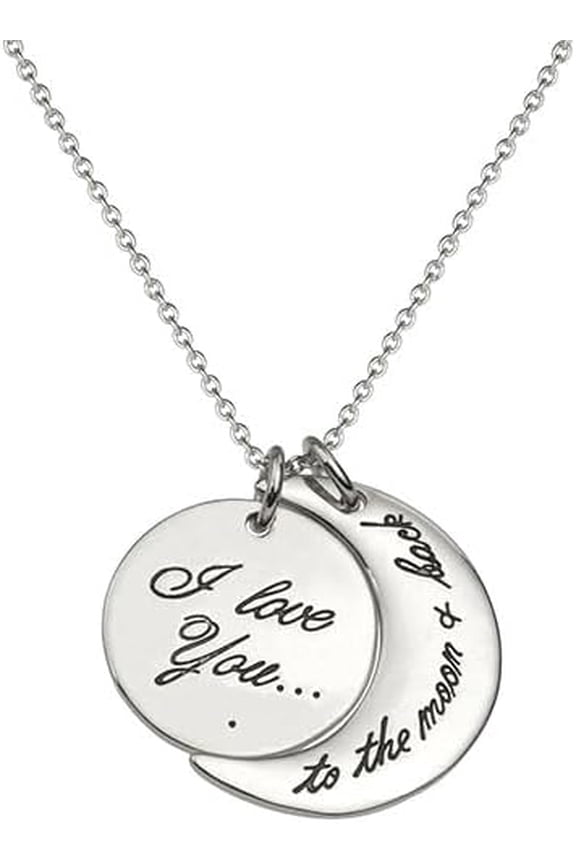 2pcs I Love You to The Moon and Back Necklace for Women Silver Gold Plated Crescent Moon Pendant Necklace Moon Jewelry for Women friend Wife Valentines Day Gift