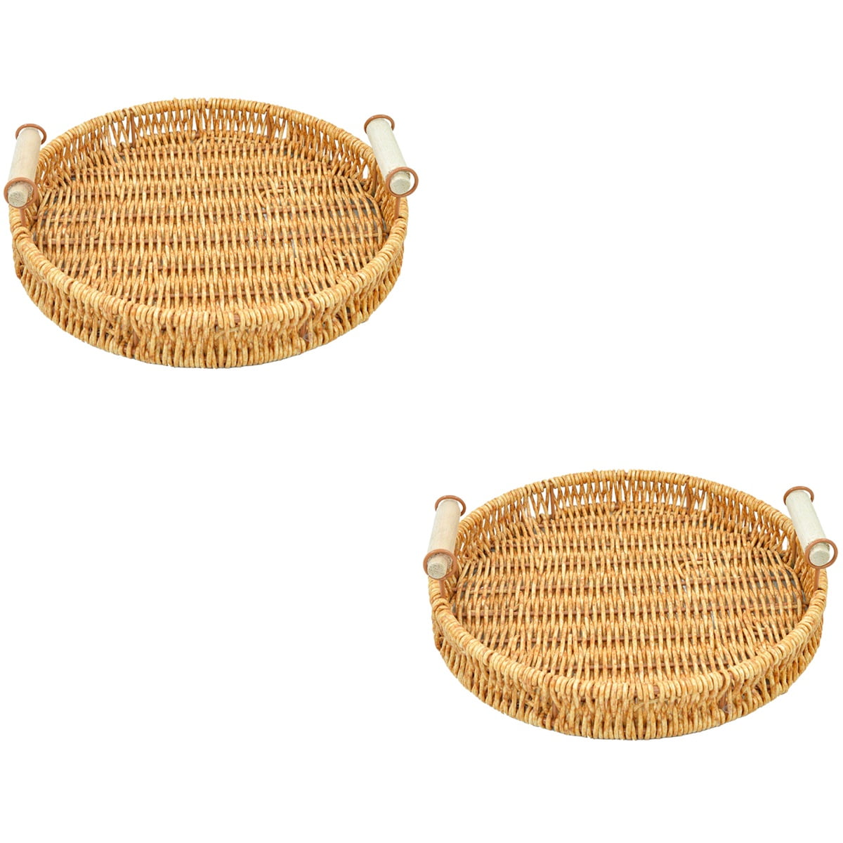 2pcs Imitation Rattan Woven Baskets Multifunction Storage Baskets Woven