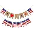 thumbnail image 1 of 2pcs Independence Day Burlap Banners Patriotic Banner American Flag Banner Garland USA Bunting Flag 4th of July Memorial Day Mantel Fireplace, 1 of 6