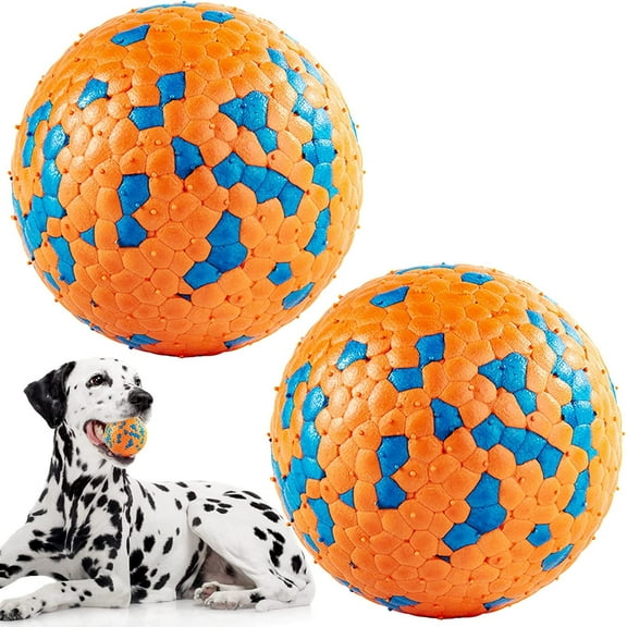 2pcs Indestructible Dog Balls, Tennis Balls for Dog, Dog Balls for Aggressive Chewers, Safer for Dog's Mouths, for Large Medium Small Puppy, Training Catch&Fetch, Water Floats Dog Toys