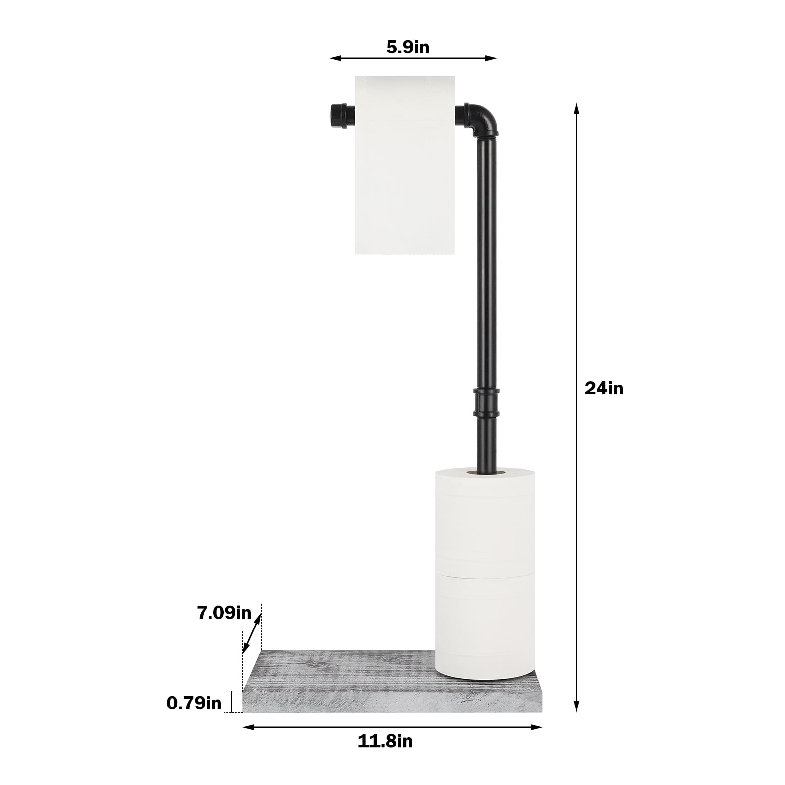 2pcs Industrial Style Floor Toilet Paper Holder Toilet Paper Dispenser Gray