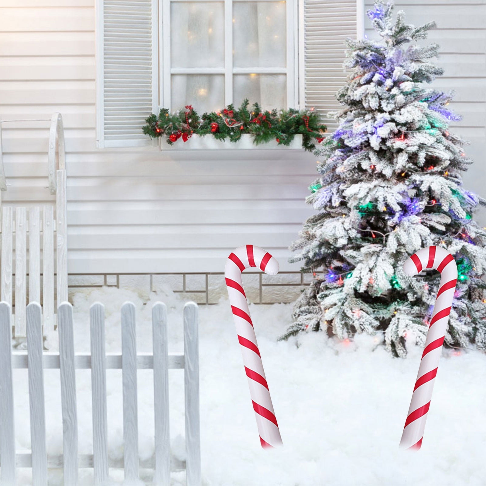 2pcs Inflatable Candy Canes Christmas Canes Balloons Outdoor Candy