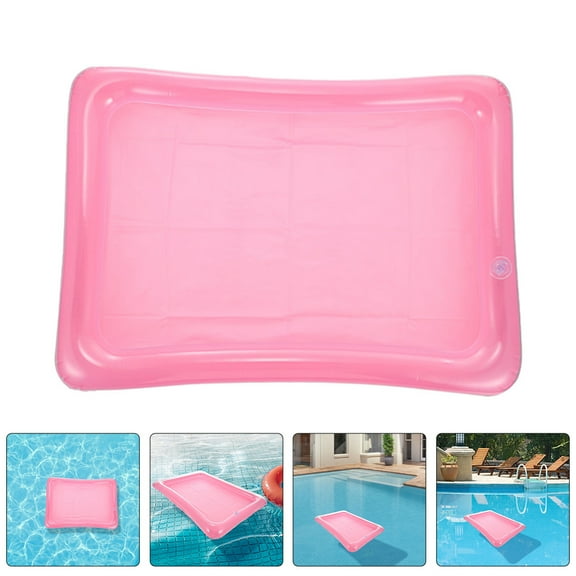 OUNONA Pink Inflatable Floating Ice Tray for Outdoor Pool Parties with Large Capacity and Easy Inflation 2pcs