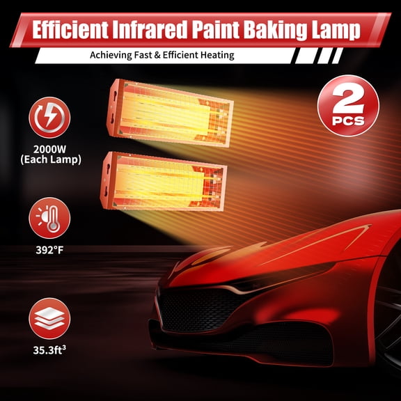 2pcs Infrared Paint Curing Lamp Baking Lamp Auto Heating Lamp 2000W