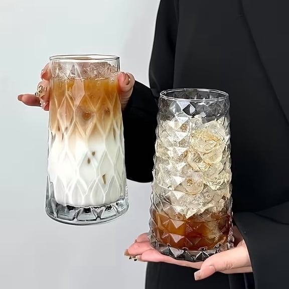 2pcs Insulated Glass Drinking Cups - Perfect for Iced Coffee, Juice, Whiskey, and Beer