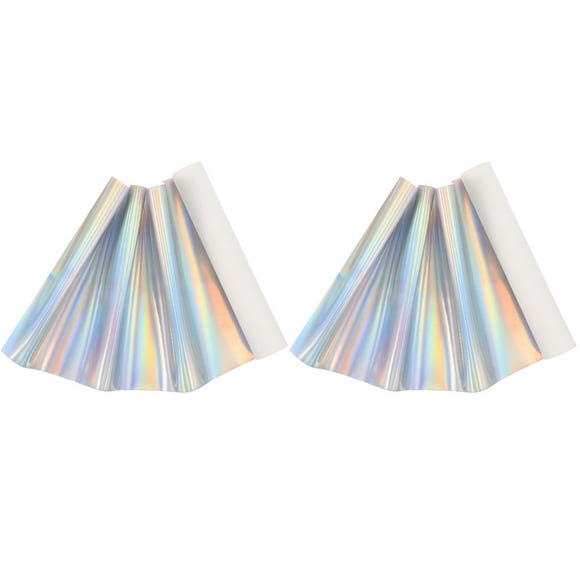 2pcs Iridescent Holographic PU Fabric Colorful Glossy Sheet Decorative PU Fabric for DIY Patchwork Handbag