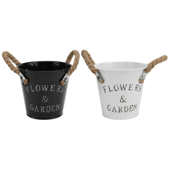 Iron Bucket for Storage with Handle in Assorted Colors 2 Pcs Portable Retro Style Home Decor