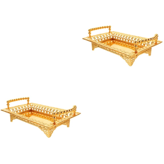 2pcs Iron Fruit Plate Fruit Storage Plate Snack Serving Platter Household Fruit Tray