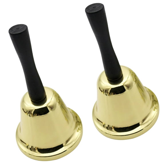 CIMAXIC 2Pcs Party Handbell in Golden Ideal for Hotel Bar Restaurant Decoration