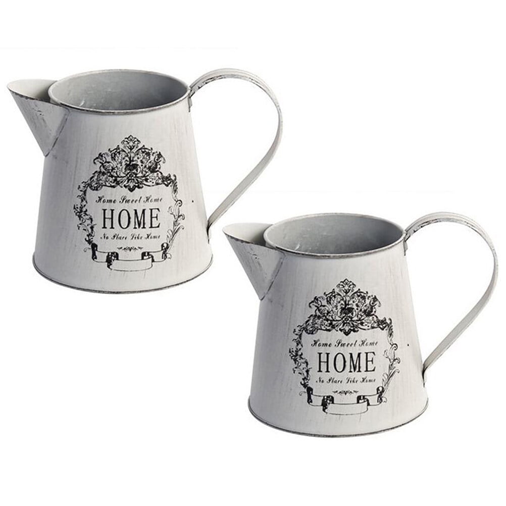 2pcs Iron Kettle Flower Pot Dried Flower Iron Kettle Home Decorative