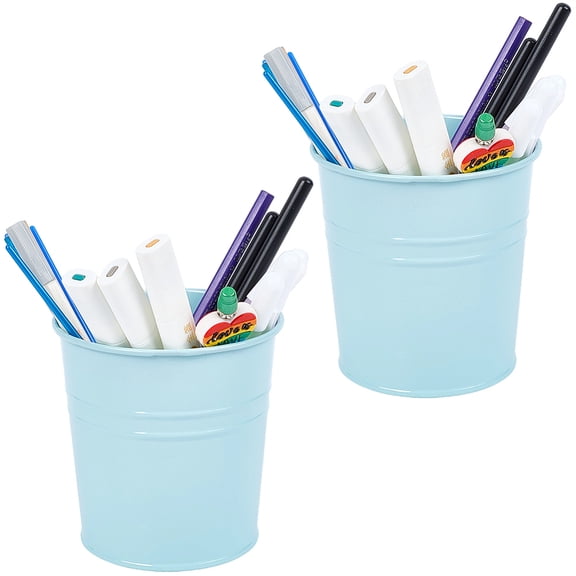 2pcs Iron Pen Holder Cosmetic Brush Storage Container Column Pale Turquoise 101x103mm Inner Diameter: 94mm