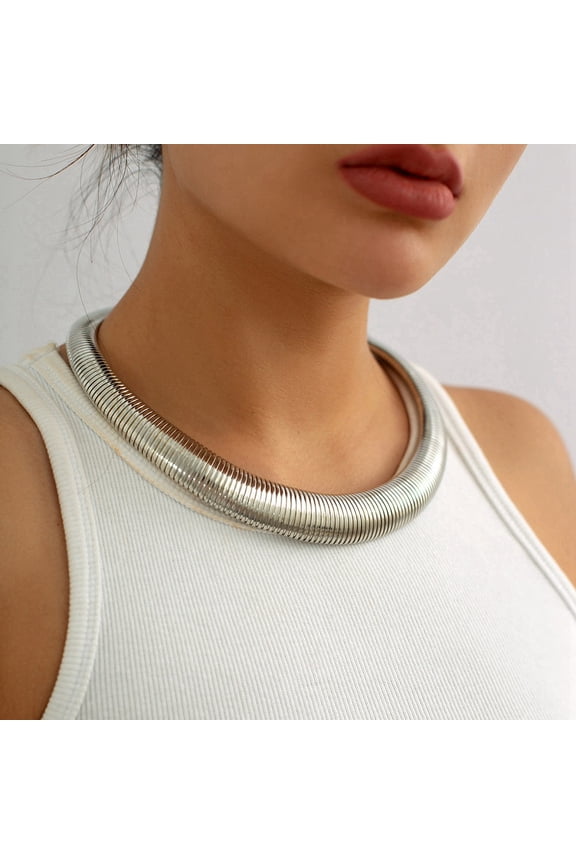 2pcs Iron Snake Chains Choker Necklaces Platinum 19.69 inch(50cm) for Crafting