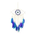 thumbnail image 1 of 2pcs Iron Woven Web/Net with Feather Decorations with Wood and Plastic Beads Covered with Lint and Cord Deep Sky Blue 675mm, 1 of 4