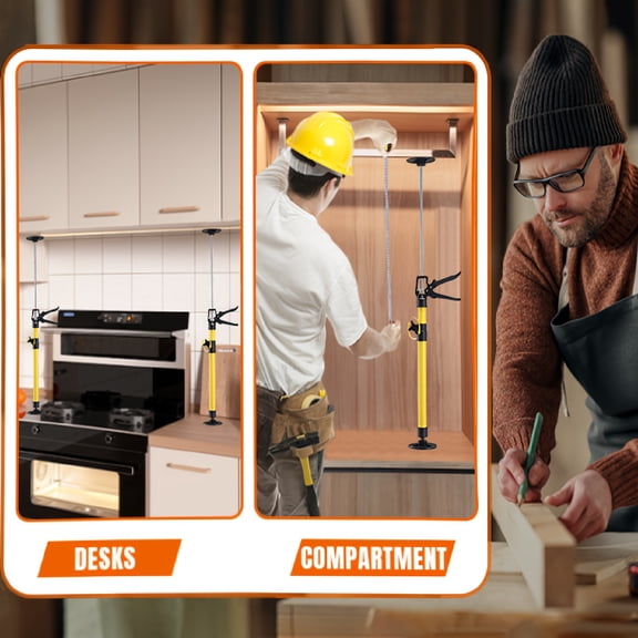 2pcs Jack Support Rod, 19.7-45.3 Inch Steel Telescopic Quick Adjustment Third Hand Support System Rod, Construction Rod for Lifting Drywall Cabinet Cargo Rods (with Bag)