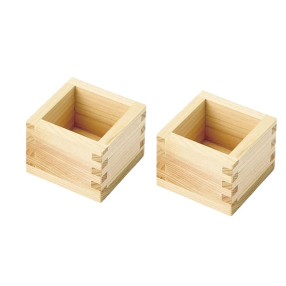 2pcs Japanese Culture Wood Wooden Sake Cup Masu Box 3.23inch L Square X 2.2inch H,Put the Wine Glass Inside