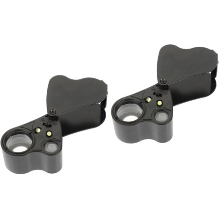 2pcs Jewelry Magnifying Glass LED Magnifying Glass Pocket Magnifying Glass Portable Microscope Pocket Microscope Gems Magnifier Magnifying Glass with Light Magnifier with LED Black
