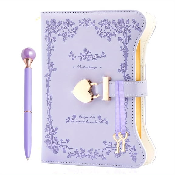 2pcs Journal Diary Notebook Set with Lock And Key - Matching Color Jewelry Pen - 360 Pages B6 Notebook- Suitable for Writing with Pen And Bookmark - Most Creative Gift for Women'S Graduation Birthday