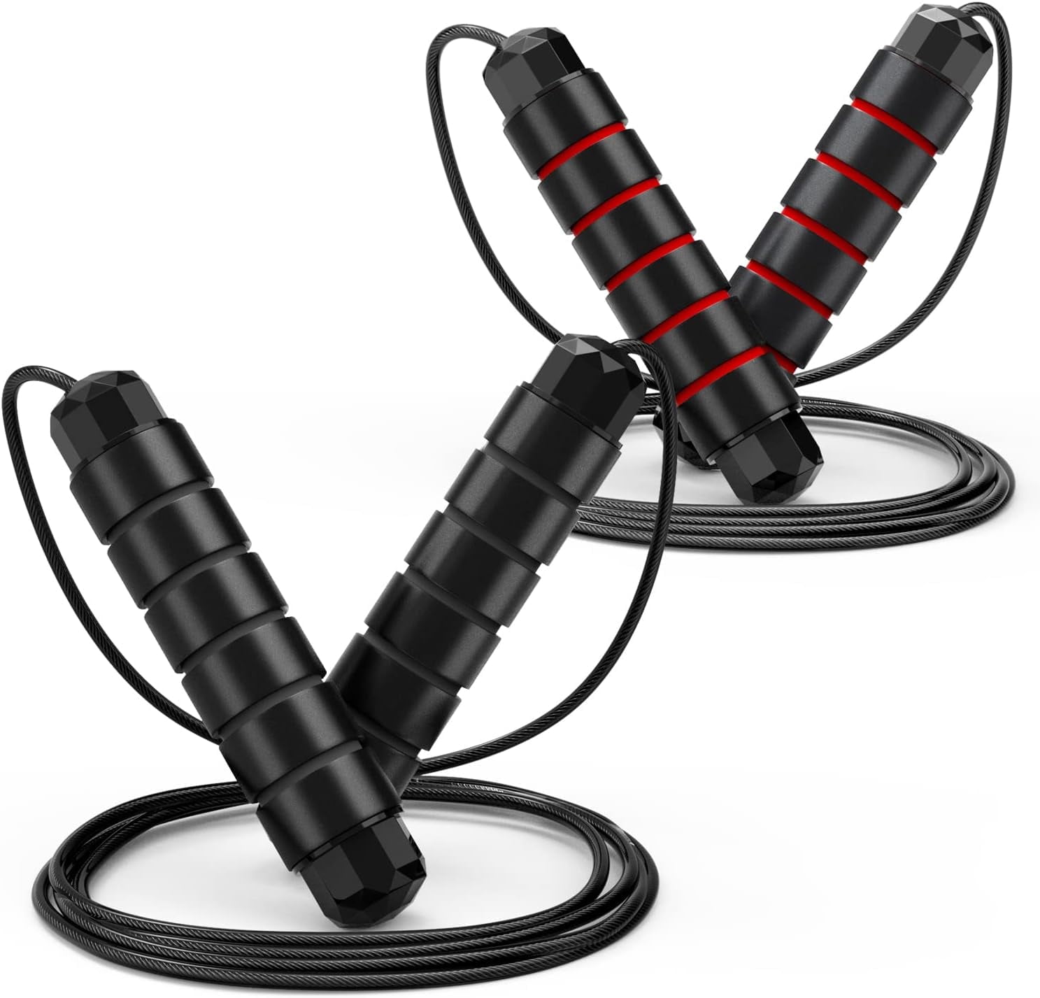 Jump Rope Handes 2pcs Jump Rope, Tangle-Free Rapid Speed Jumping Rope Cable with Ball ...