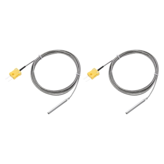 2pcs K Type Thermocouple with Plug, Meter Temperature Sensor Probe 0 to 600C Stainless Steel, 5x50mm 6.6ft