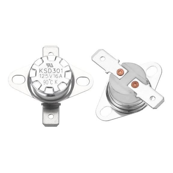 2pcs KSD301 Thermostat 90C/194F 16A Normally Open N.O Adjust Snap Disc Temperature Switch, Ceramic