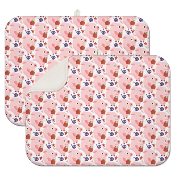 2pcs Kawaii Pig Print Sink Drying Pad, Cute Pig Cartoon Absorbent ...