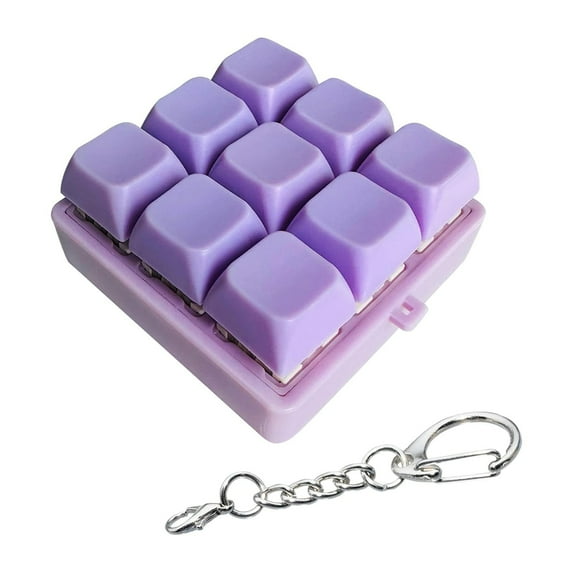 2pcs Keyboard Fidget Toy Click Keychain Stress Relief Button Toy 9-in-1 Keyboard Decompression Button Gift for Adult Colorful Macaron