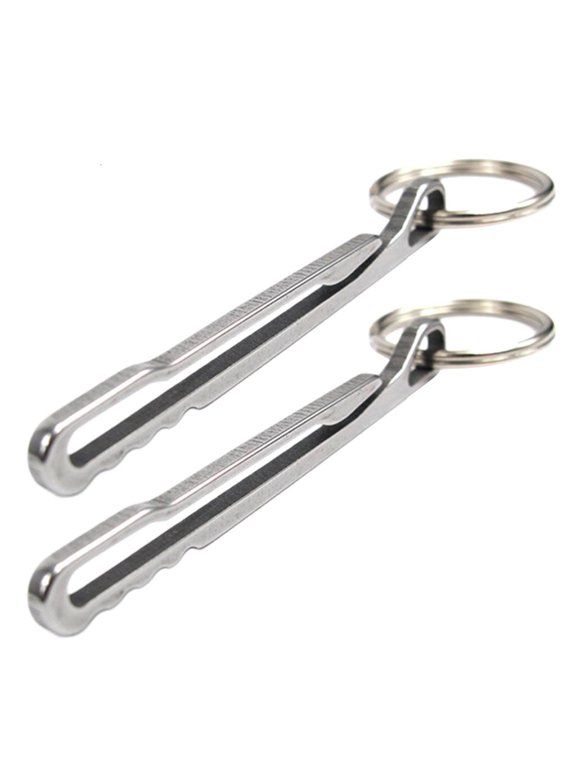 2pcs Keychain Pocket Clip Keyring Carabiner Stainless Steel Hanging Buckle