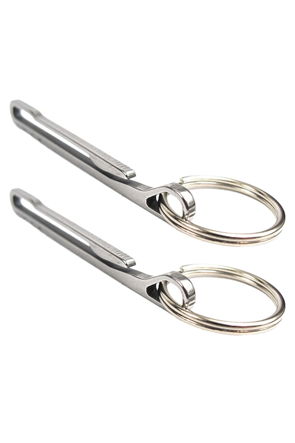 2pcs Keychain Pocket Clip Stainless Steel Keys Holder with Detachable Keyring Quick Release Hooks Buckle Camping Clip
