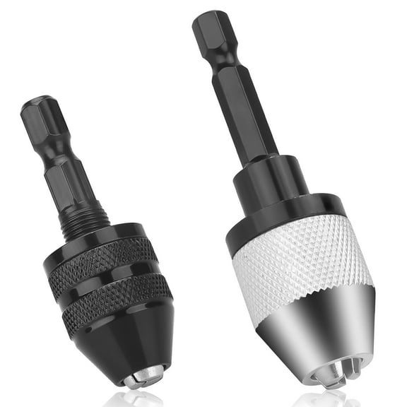 2pcs Keyless Drill Chuck 1/4 Inch Hex Shank Keyless Drill Chuck Conversion Tool Electric Screwdriver Quick Change Adapter Converter
