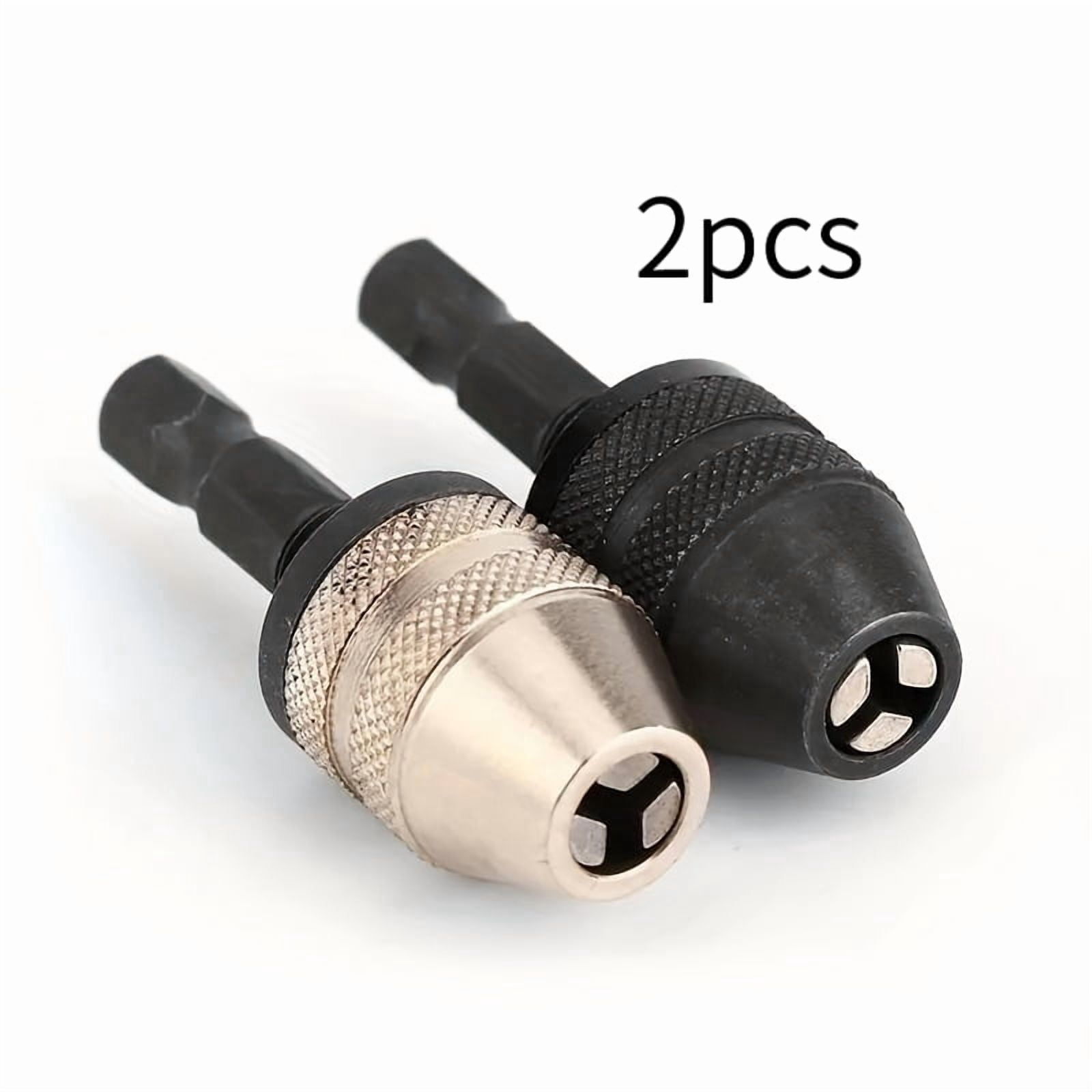 2pcs Keyless Drill Chuck Screwdriver Impact Driver Adapter 1/ 4inch Hex Shank Drill Bit Arrow Tool Quick Change Converter Adapter