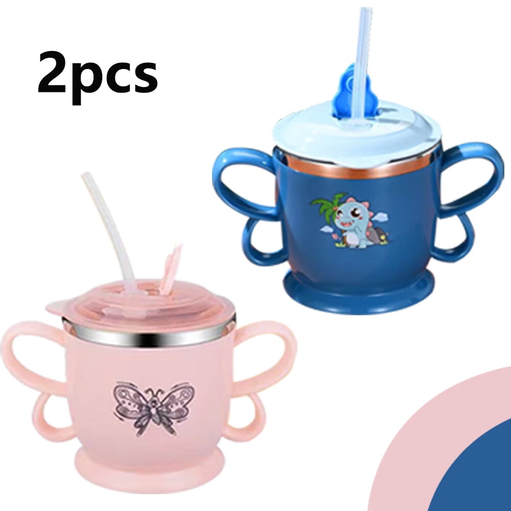 2pcs Kids Milk Drinking Cup Baby Water Cup Stainless Steel Cup with