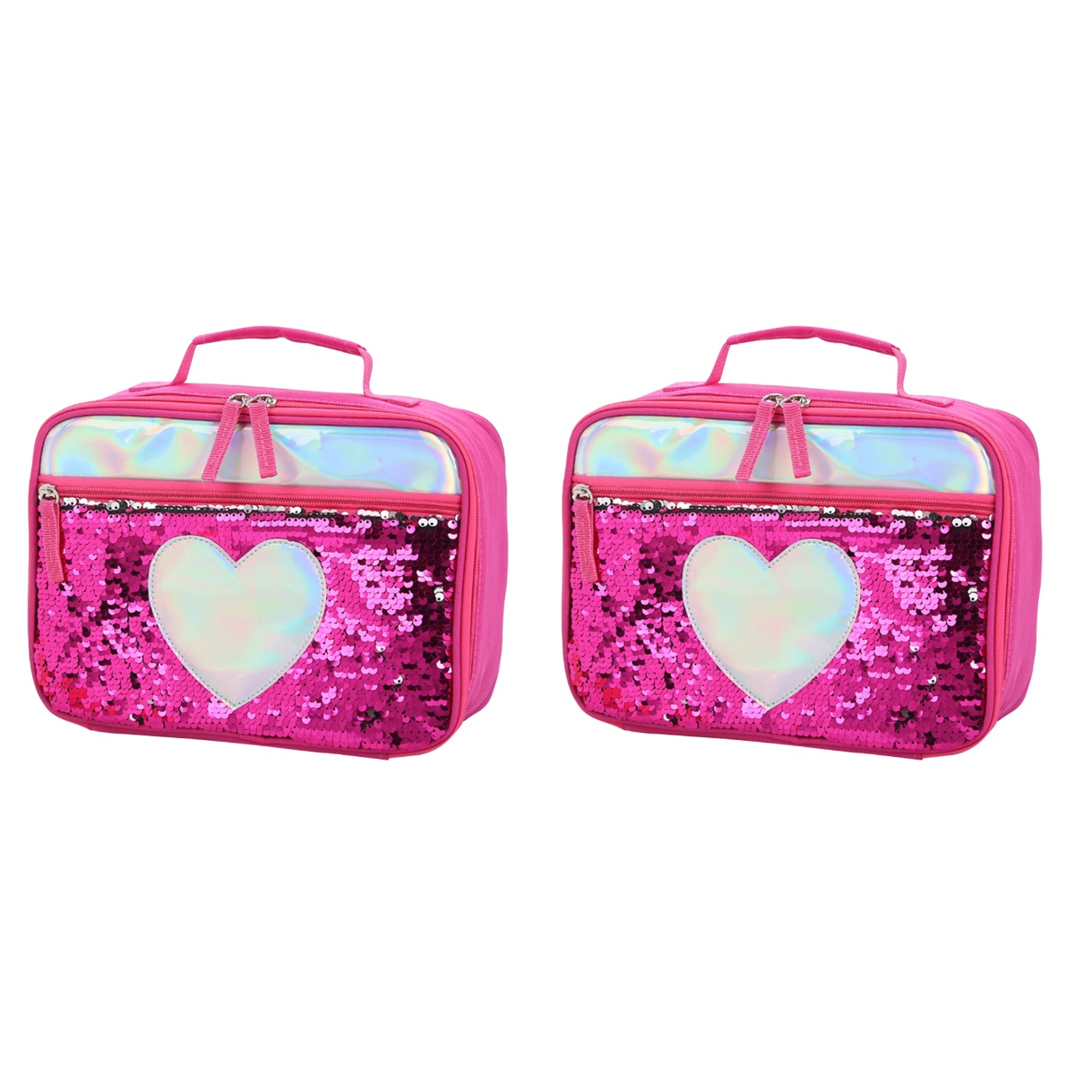 2pcs Kids Portable Lunch Bag Sequin Insulation Package Aluminum Foil