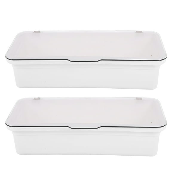 Worgeous White PP Material Kitchen Utensil Storage Box with Draining Tray and Lid for Spoon Forks Chopsticks