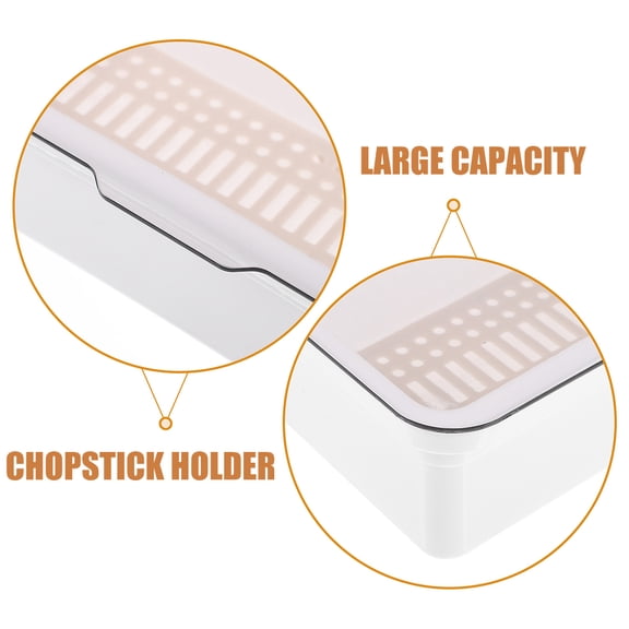 Worgeous White Plastic Kitchen Utensil Organizer Box with Draining Tray and Lid for Spoons, Forks, and Chopsticks Storage