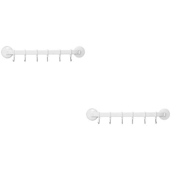 2pcs Kitchen Hanging Movable Hooks Wall-mounted Sucker Storage Racks Row Hooks