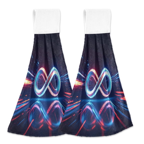 2pcs Kitchen Hanging Towels Bathroom Hanging Towels Velcro Soft Hand Towel Absorbent Tie Towels for Kitchen Toilet Tea Bar Washcloth Decor The Infinity Symbol