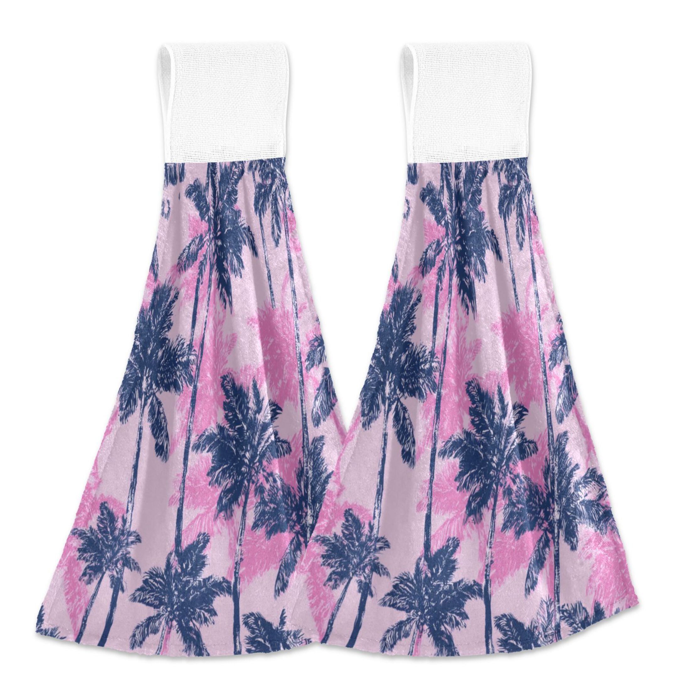 2pcs Kitchen Hanging Towels Bathroom Hanging Towels Velcro Soft Hand