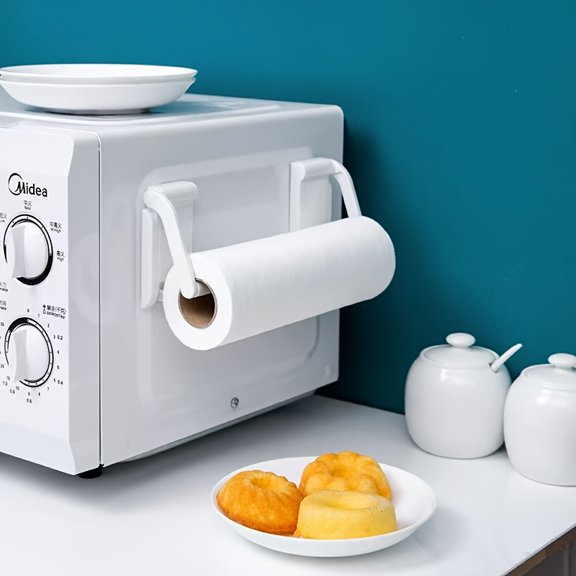 2pcs, Kitchen Magnetic Paper Towel Holder, Plastic Wrap Hanging Rack, Storage Rack, Hole-Free Storage Rack, Suitable for Refrigerator, Microwave Oven And Washing Machine