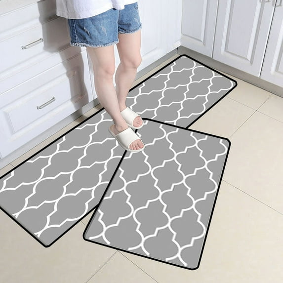2pcs Kitchen Mat Set, Cushioned Non-Slip Rugs for Standing Desks and Floors, Waterproof and Stain Resistant, Suitable for Kitchen and Office