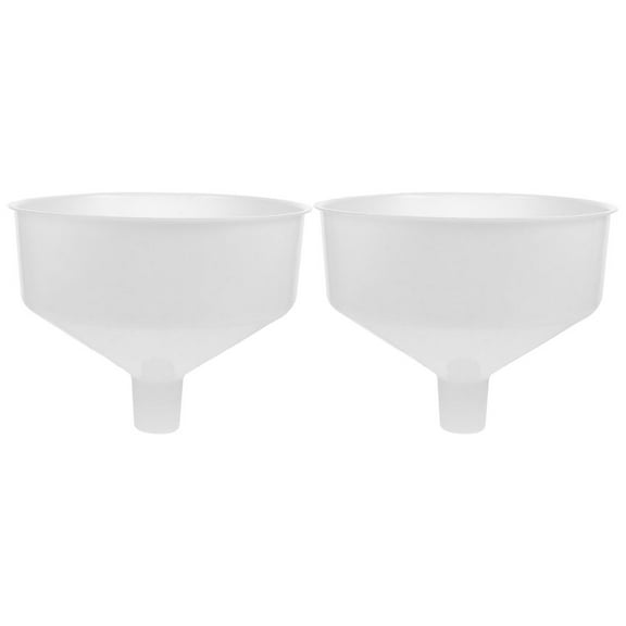 OUNONA Wide Spout Funnel Set, 2 Pieces White Plastic Kitchen Funnels for Beer, Beverages, Oil, Cooking and Food Prep