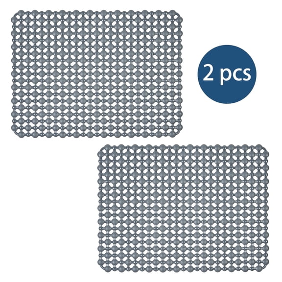 SELIBRE 2 Pack Kitchen Sink Mat, PVC Sink Protector for Stainless Steel & Ceramic Sinks, Non-Slip Quick-Dry Dish Drying Mat with Drain Holes, 15.7"x11.8", Gray