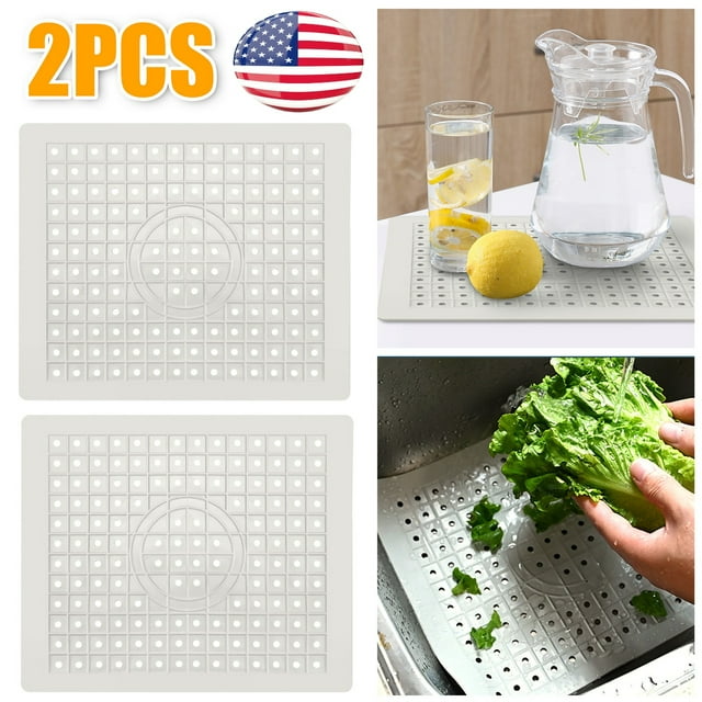 2pcs Kitchen Sink Mats Non Slip Sink Protectors for Kitchen Sink, Fast